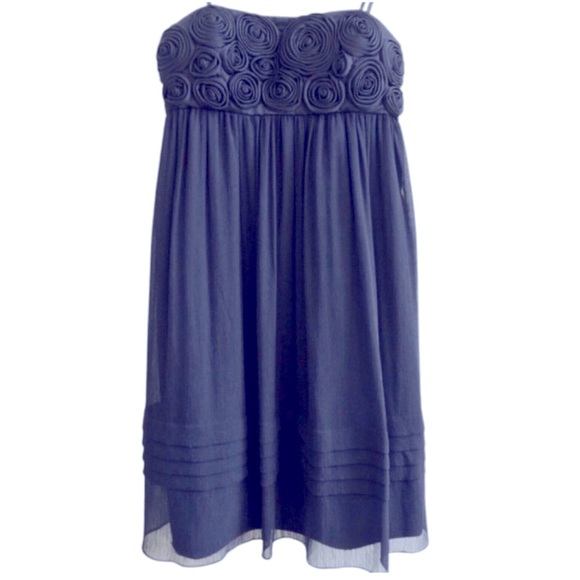 BCBG Paris Cocktail Mini Empire Waist Black Layered Rosette Bust Strapless Sz. 4 - Picture 2 of 8